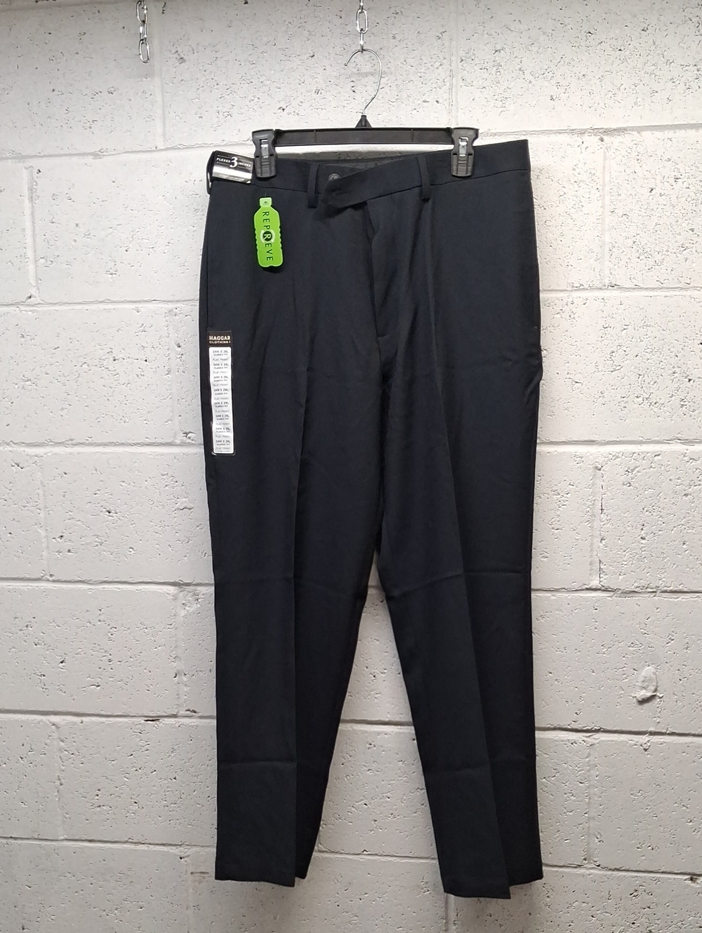 NWT Mens Haggar Repreve E-Clo Hidden Expandable Waist Black Dress Pants